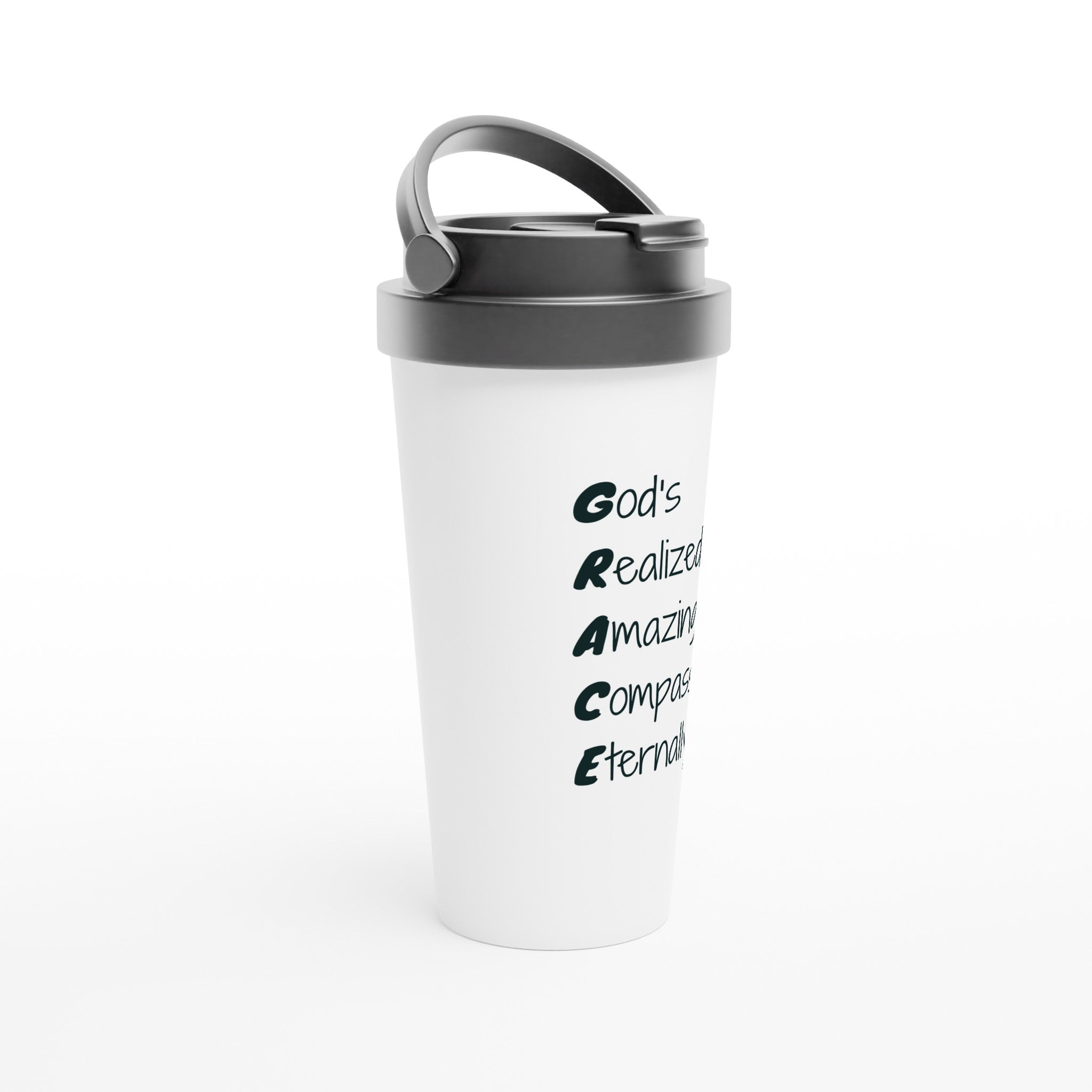 GRACE - White 15oz Stainless Steel Travel Mug