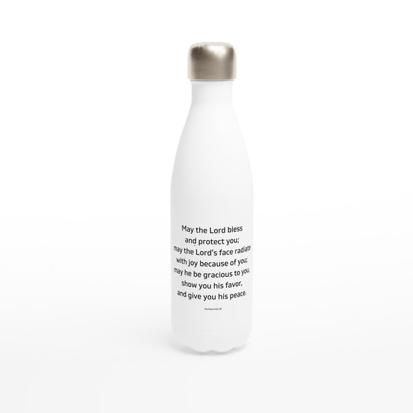May the Lord bless and keep you - White 17oz Stainless Steel Water Bottle