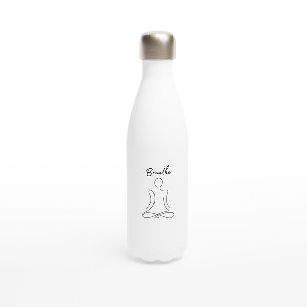 Breathe - White 17oz Stainless Steel Water Bottle